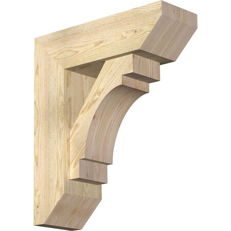 Ekena Millwork Merced Slat Rough Sawn Bracket w/ Offset Brace, Douglas Fir, 8"W x 24"D x 28"H BKT0806X24X28MRC06RDF